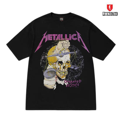 Kerosakan Metallic Cotton Oversize Street Tee