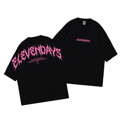 Elevendays Edgy Pink White Oversized T-Shirt