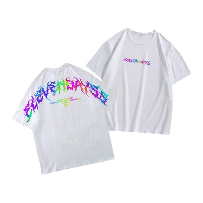 Elevendays Edgy Pink White Oversized T-Shirt